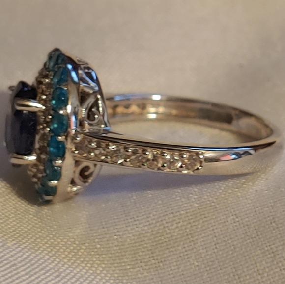 Sterling silver mult gemstone ring Marked 925 MLD - Picture 3 of 9